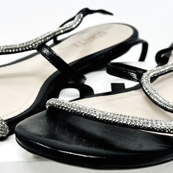 Schutz Georgia Lee Black Crystal Embellished Women's Sandals - Picture 4 of 6
